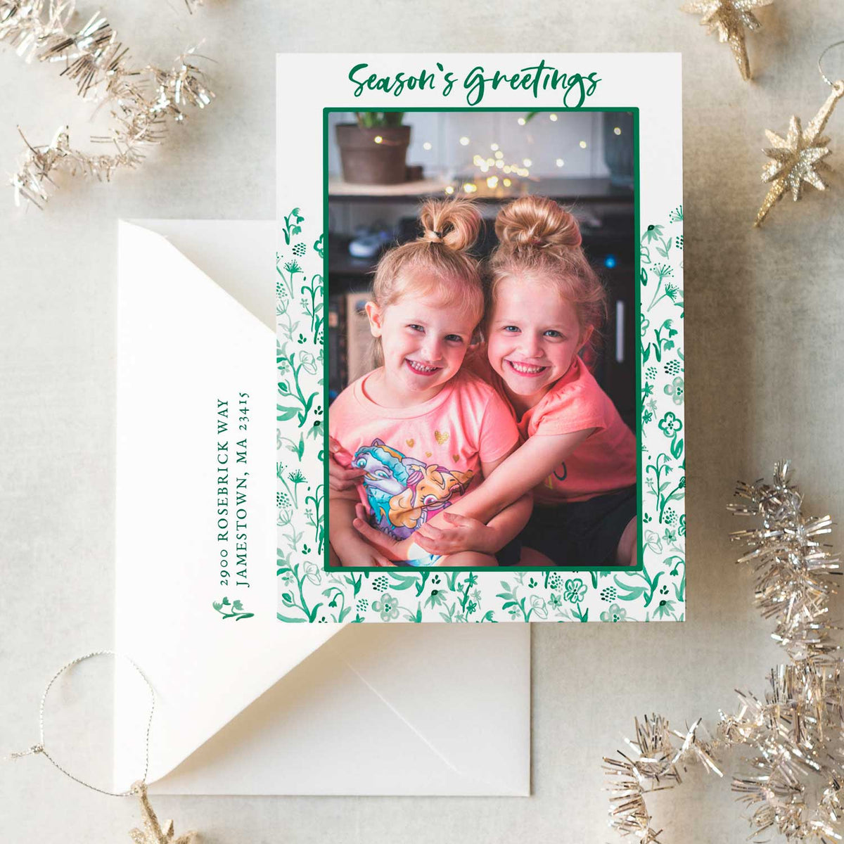Emerald Blooms Photo Card