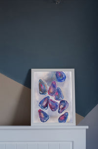 Oysters Indigo Art Print