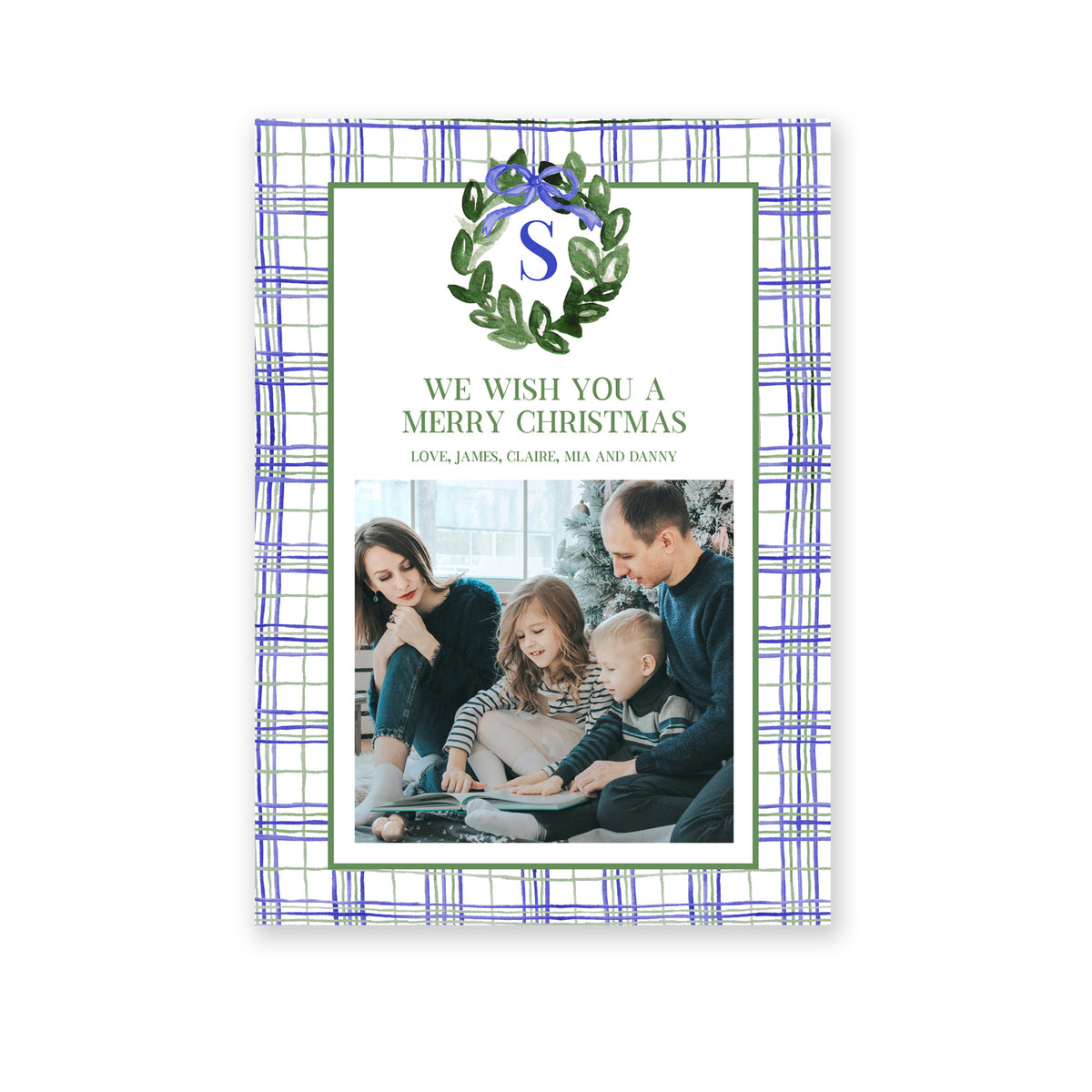 Plaid and Wreath Photo Card
