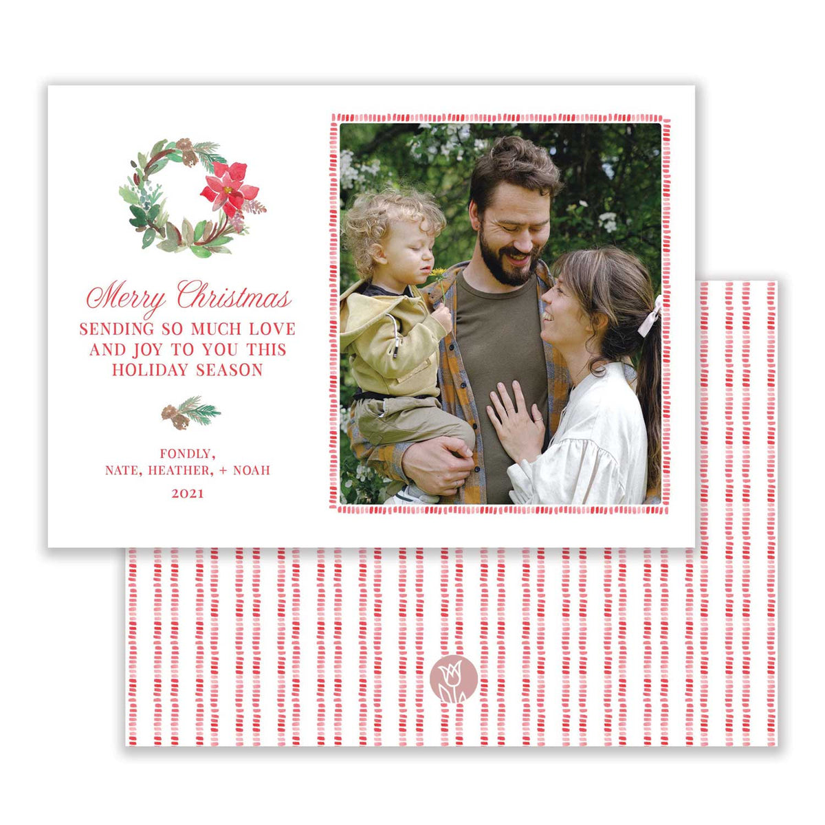 Poinsettia Wreath Photo Card