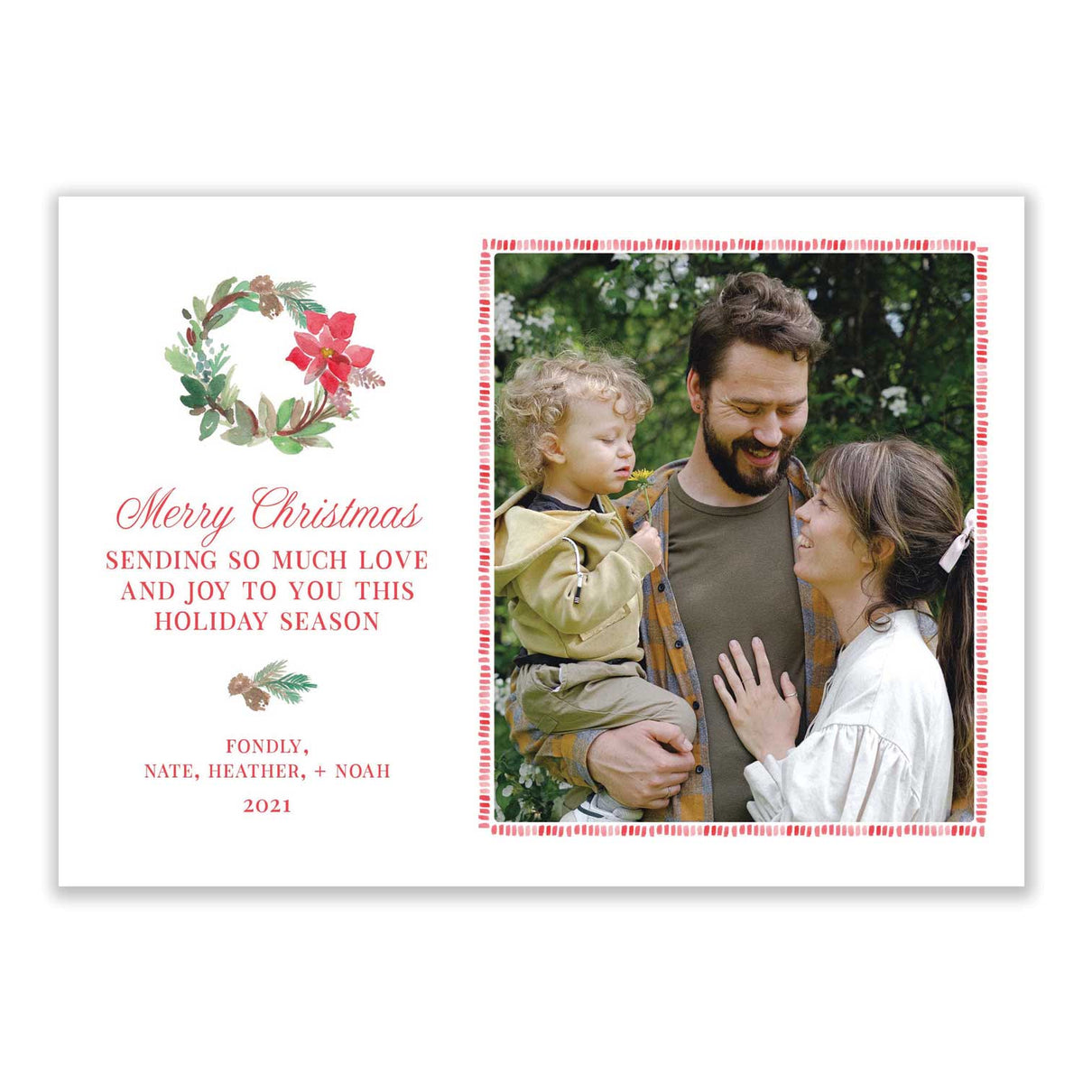 Poinsettia Wreath Photo Card