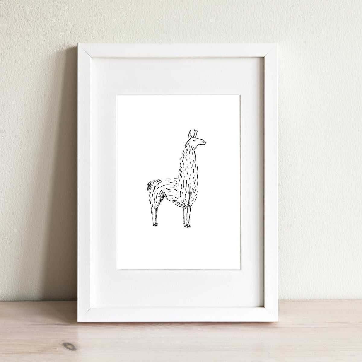 Black and White Llama Print
