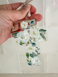 Floral Cross Acrylic Ornament