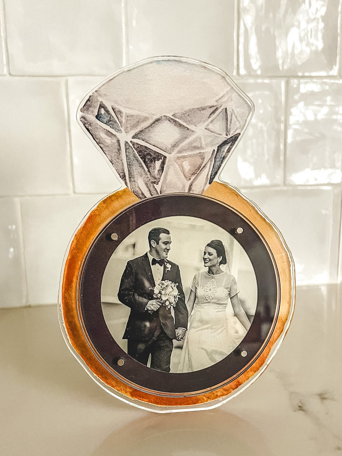 Diamond Wedding Watercolor Acrylic Picture Frame