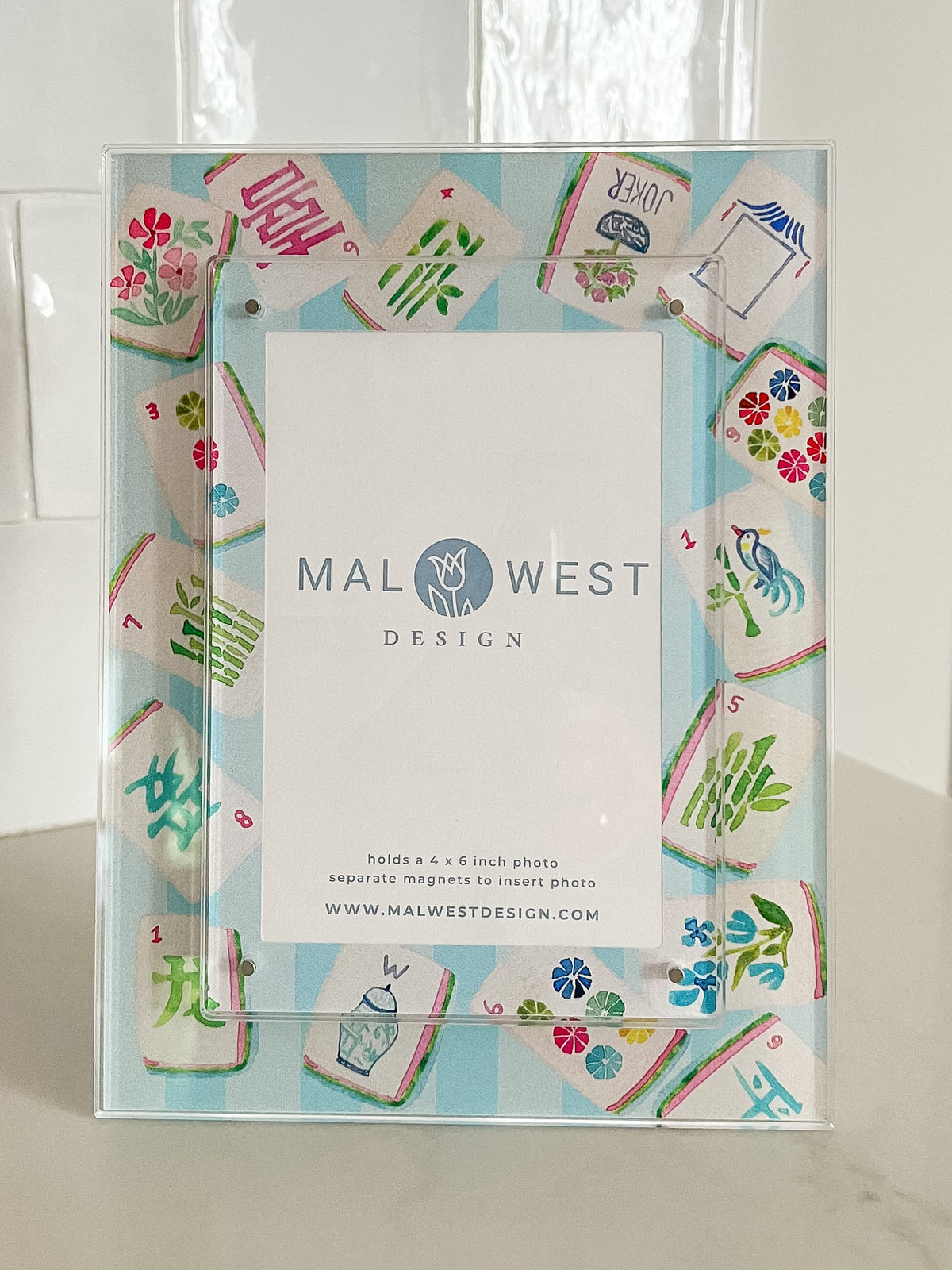 Blue Mahjong Watercolor Acrylic Picture Frame