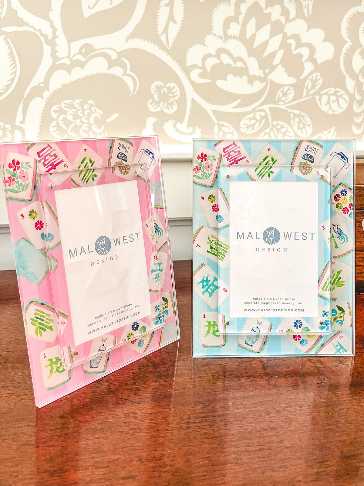 Pink Mahjong Watercolor Acrylic Picture Frame