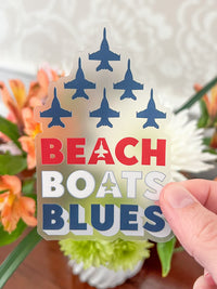 Beach Boats Blues Clear Vinyl Sticker