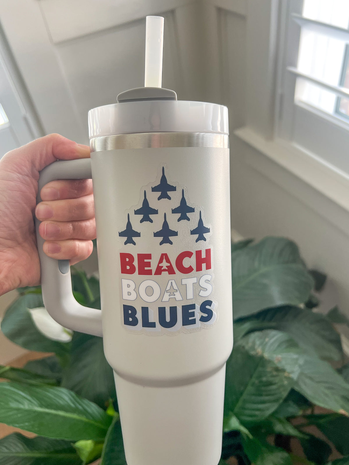 Beach Boats Blues Clear Vinyl Sticker