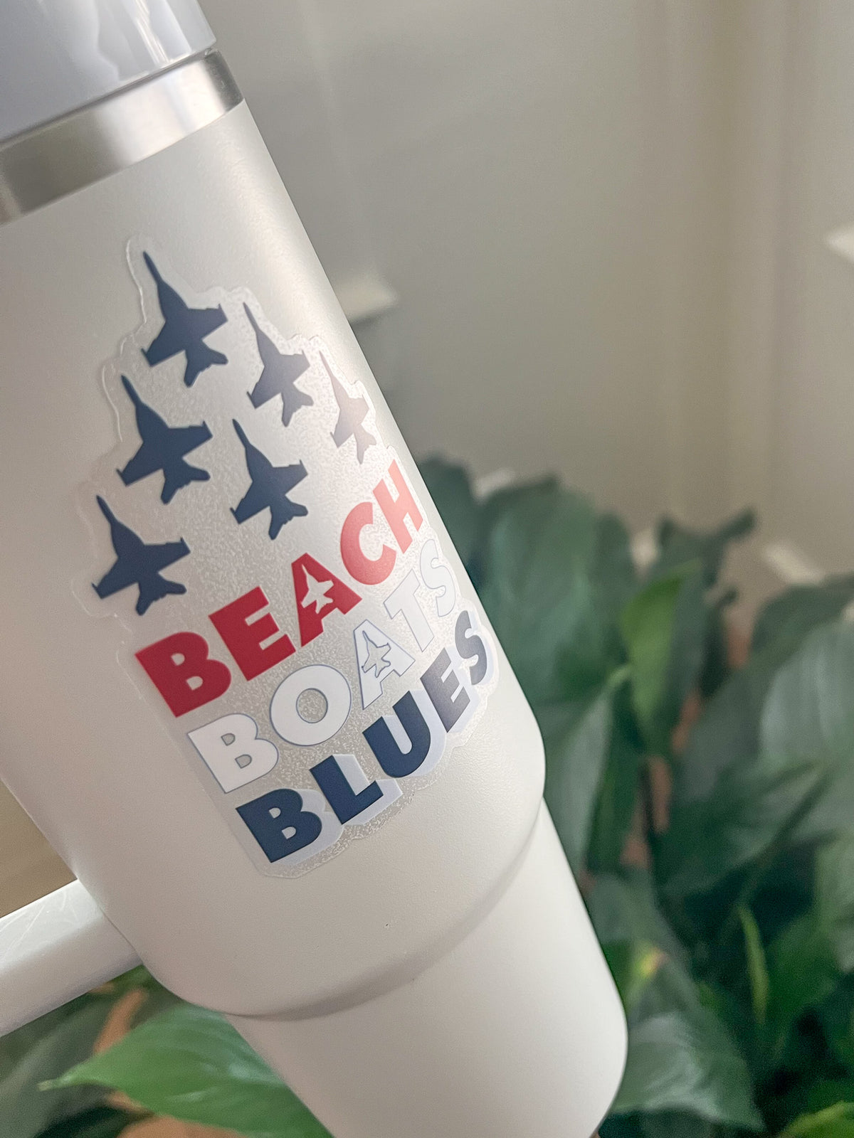 Beach Boats Blues Clear Vinyl Sticker