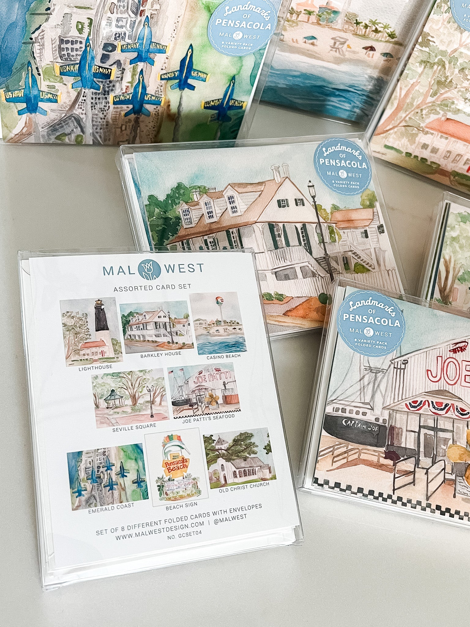 Pensacola Landmarks Box Set: - A2 notecard pack of 8 – MALWEST design