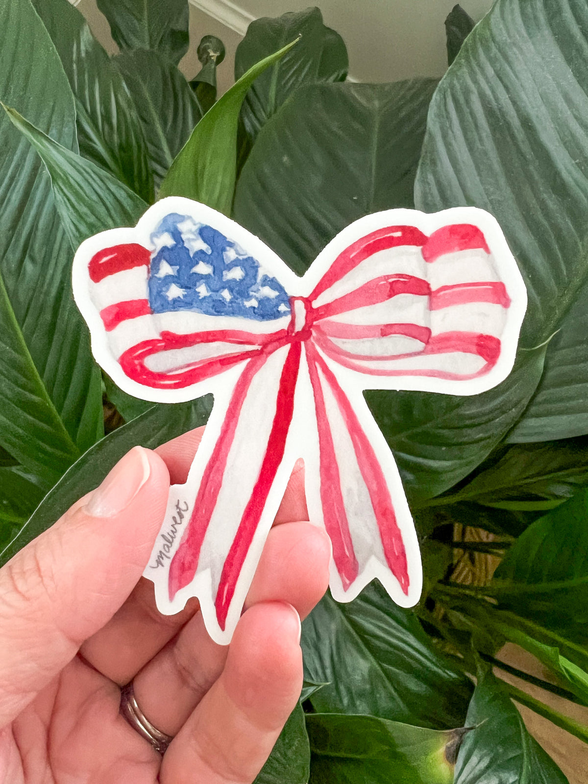 American Flag Bow Vinyl Sticker