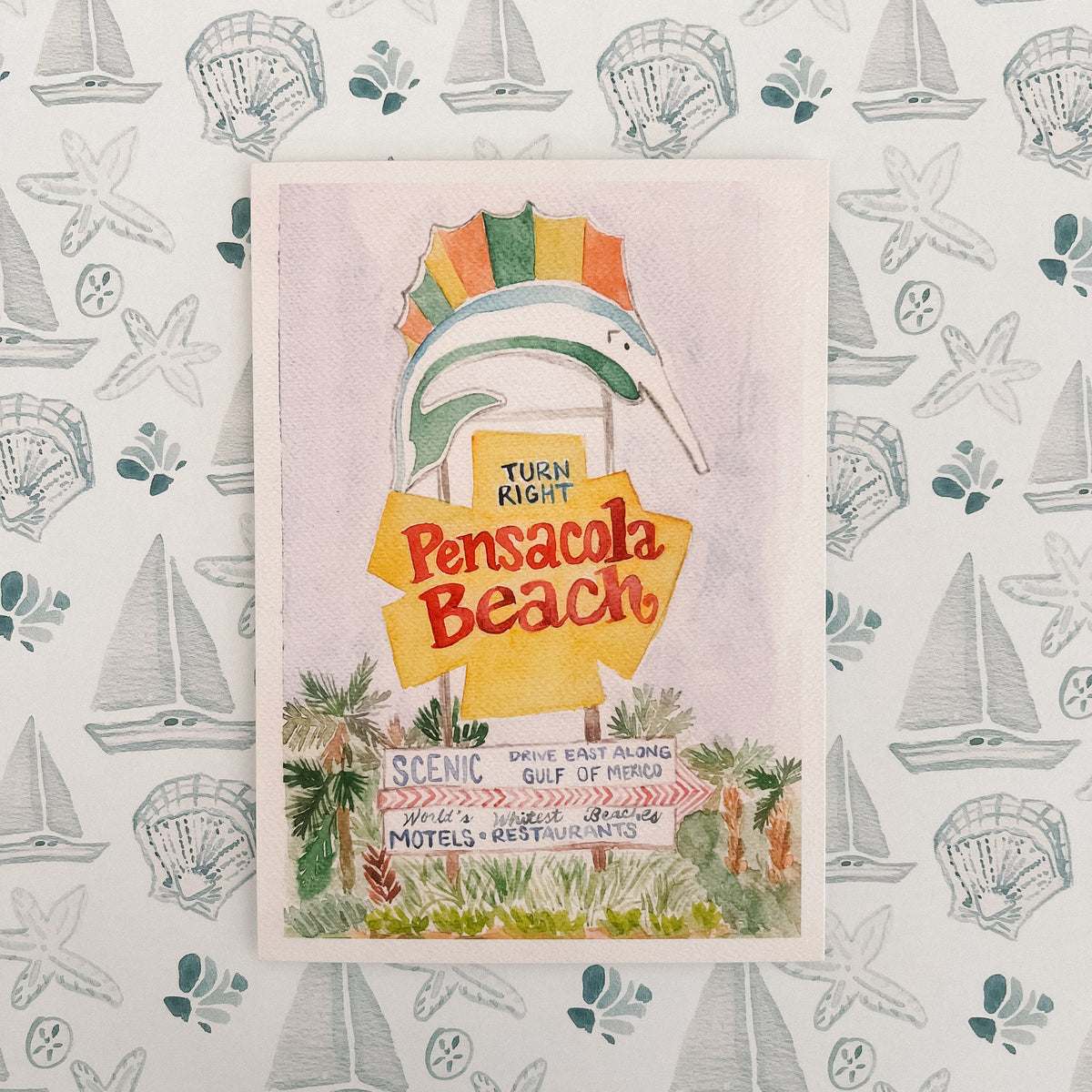 Pensacola Beach Sign Art Print & Post Card