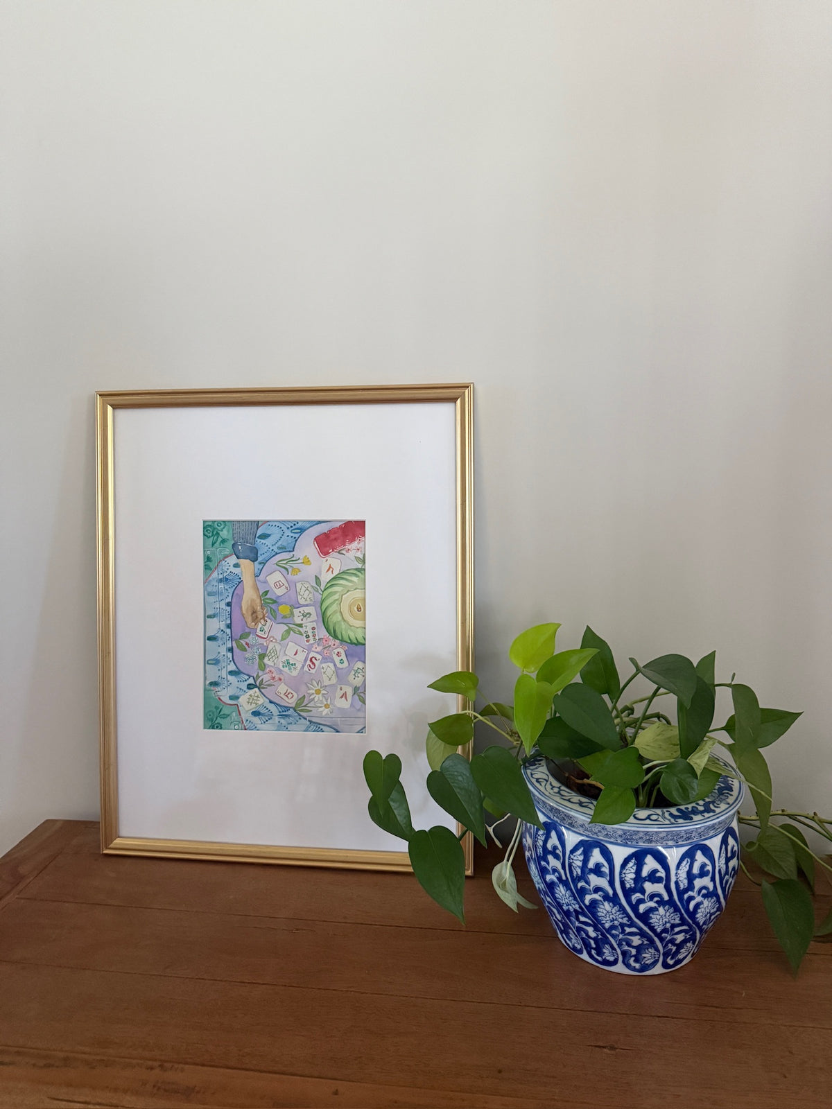 Mahjong In Play - Original Watercolor Painting