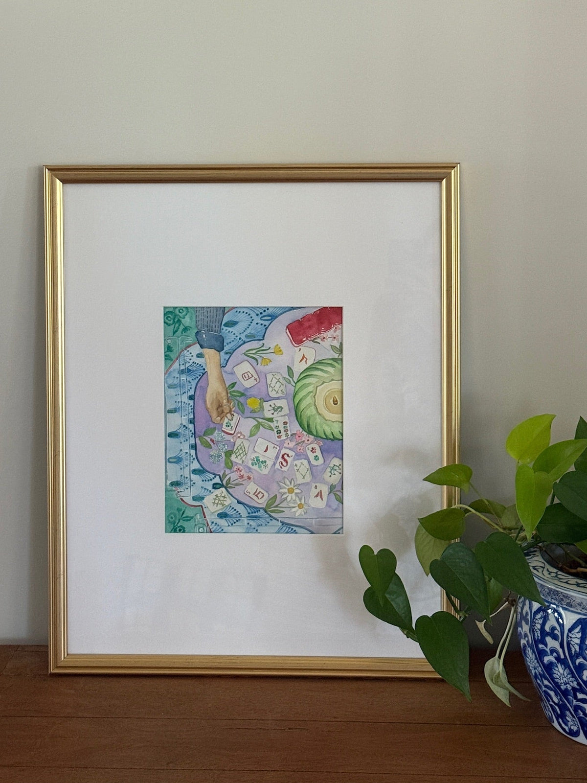 Mahjong In Play - Original Watercolor Painting