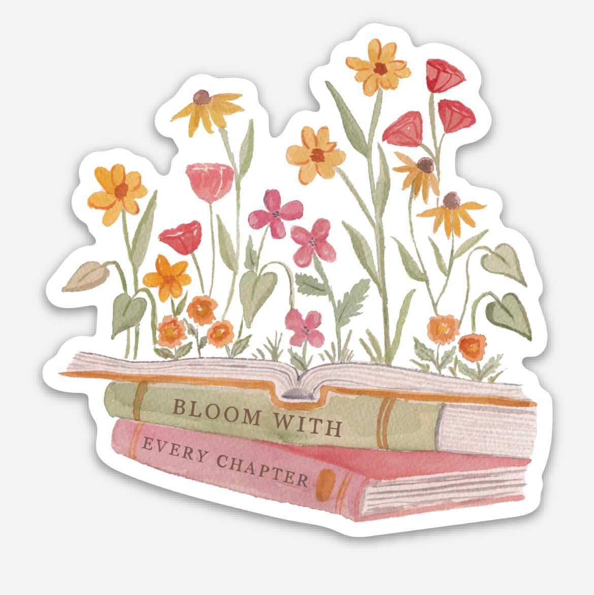 Books and Blooms Vinyl Sticker