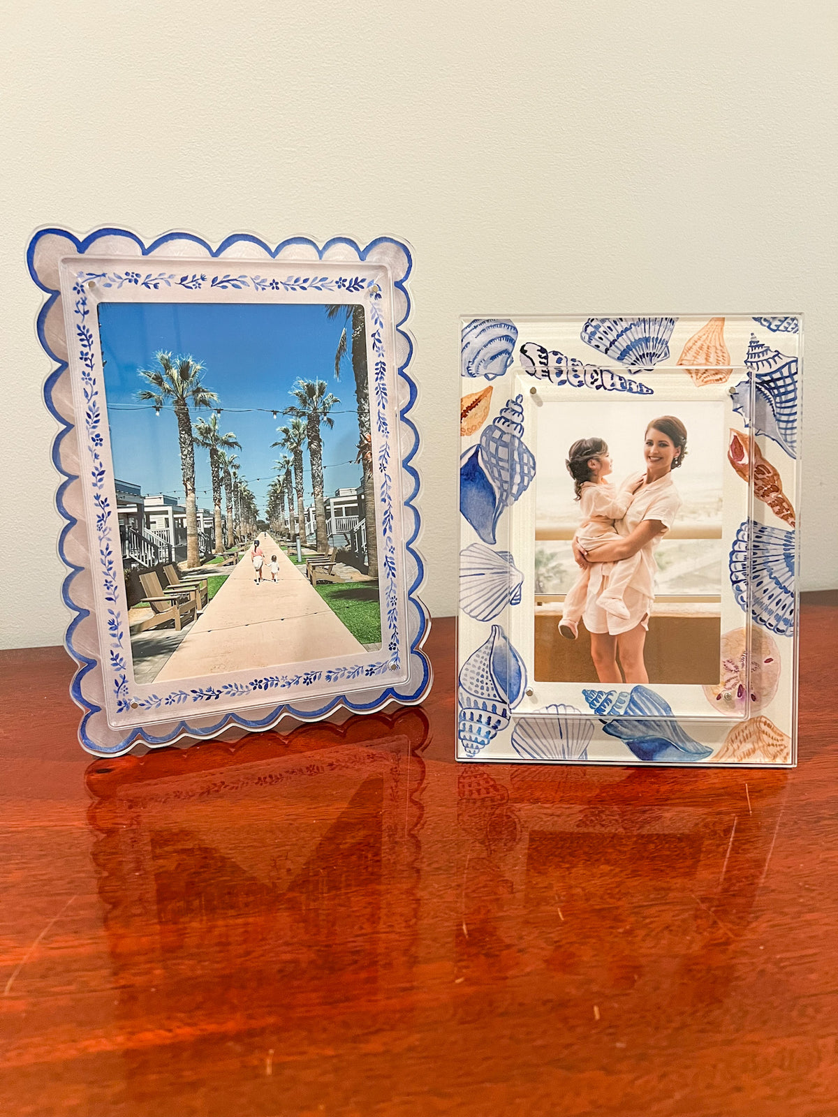 Blue and White Watercolor Acrylic Picture Frame