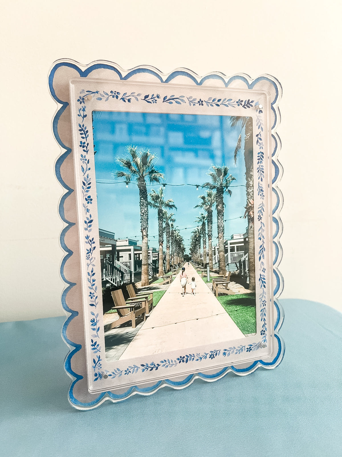 Blue and White Watercolor Acrylic Picture Frame