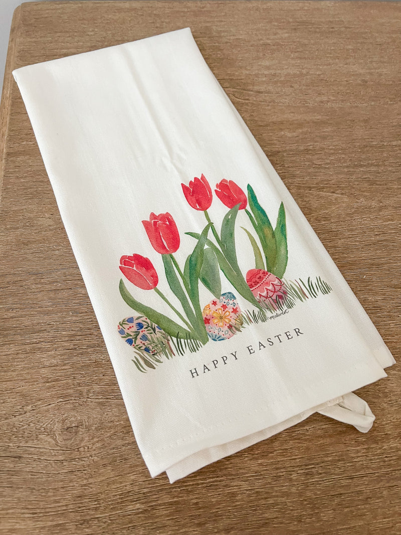 Easter Tulips Tea Towel