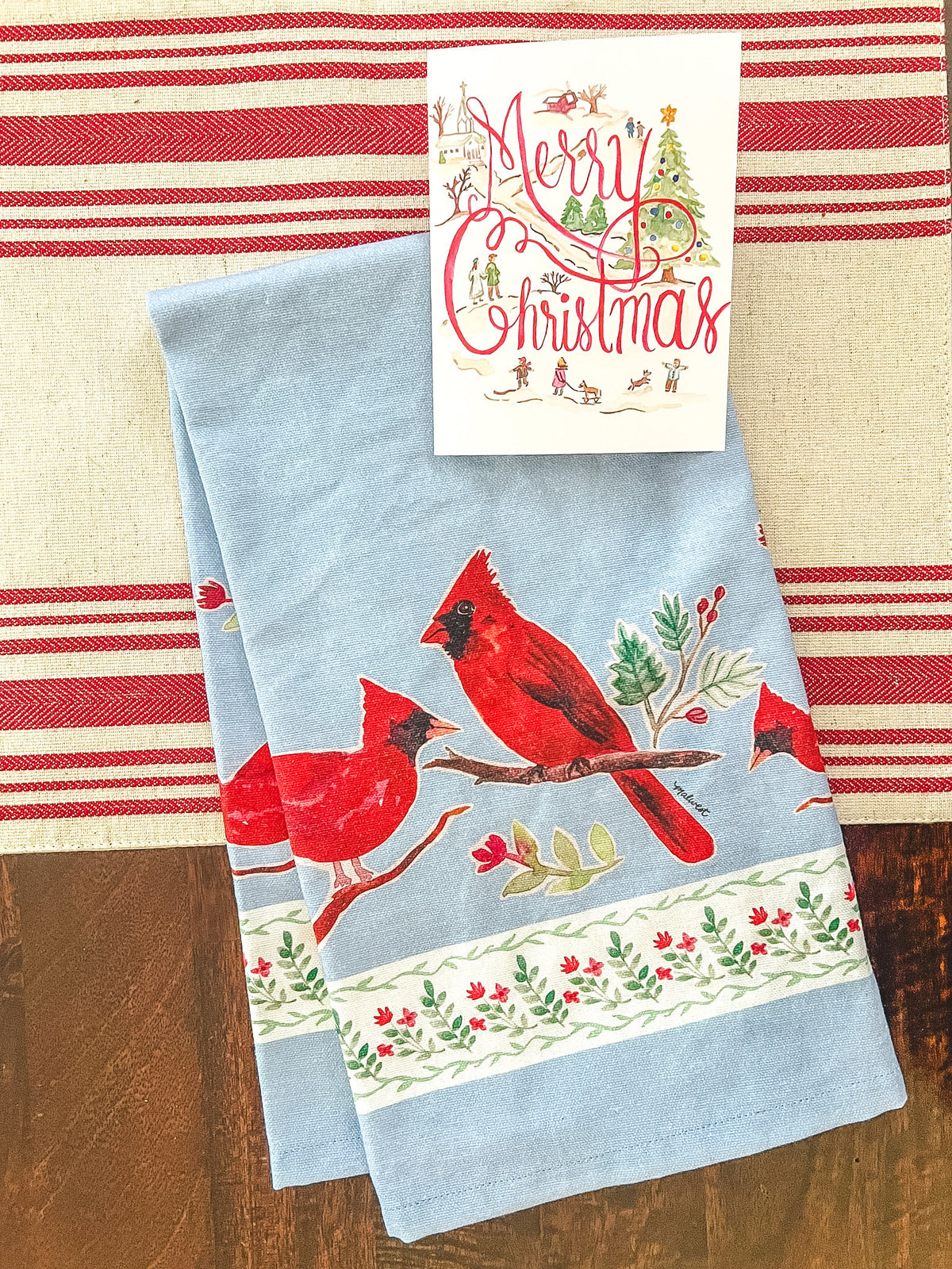 Cardinal & Evergreen Tea Towel