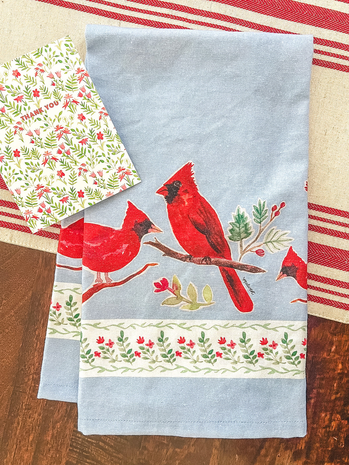Cardinal & Evergreen Tea Towel
