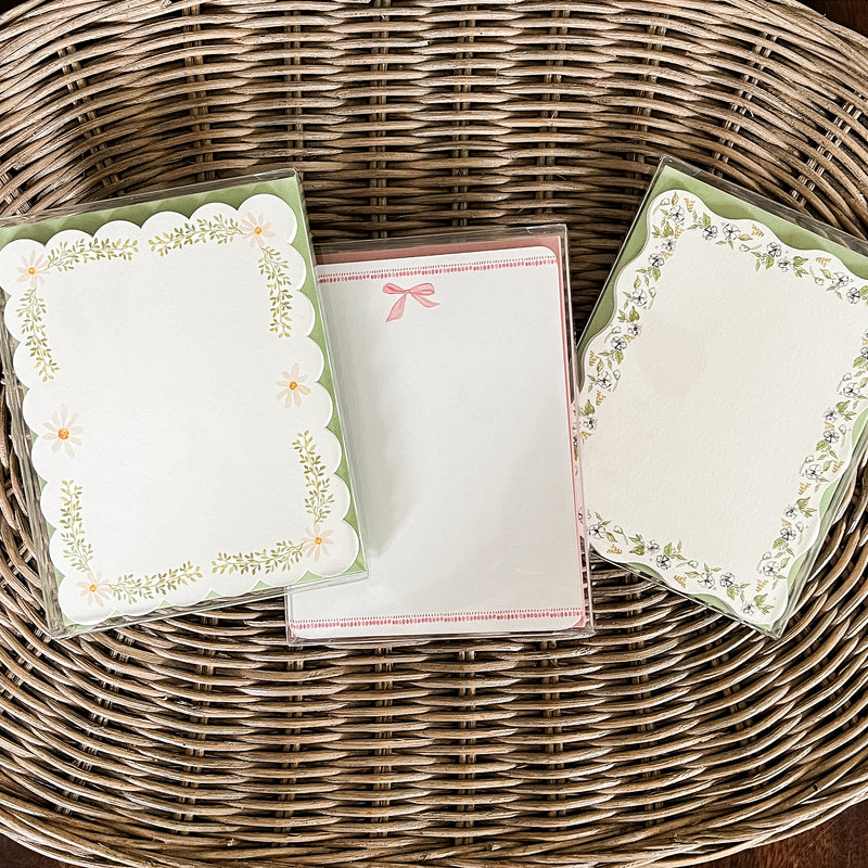 Pink Bow Flat Note Stationery Set of 10