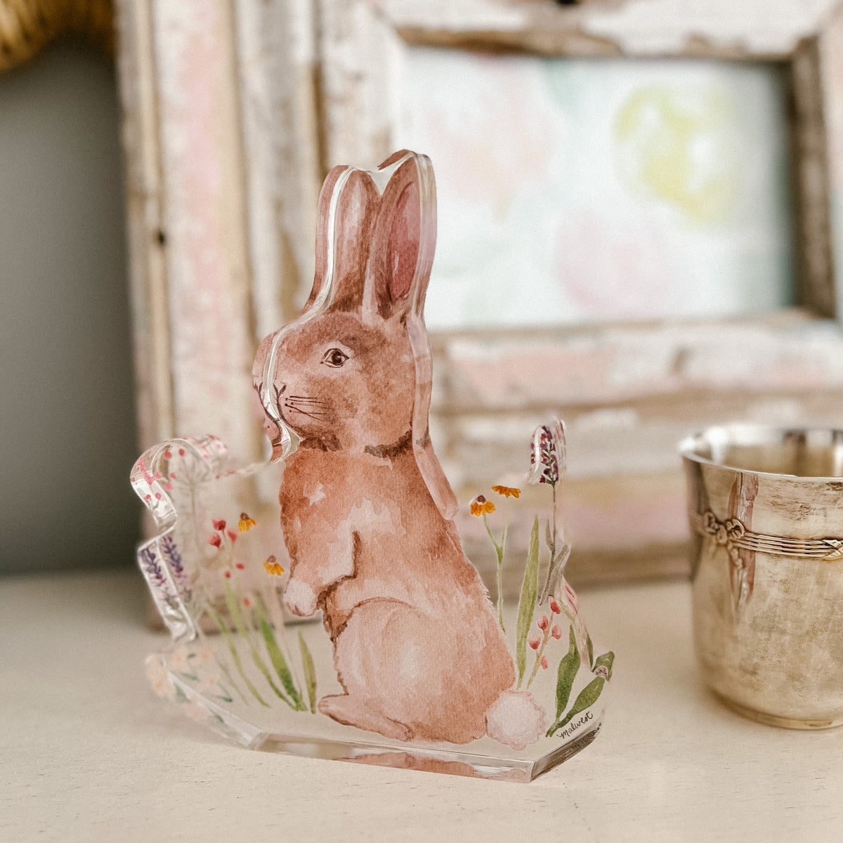 Acrylic Shelfie: Bunny and Wildflowers