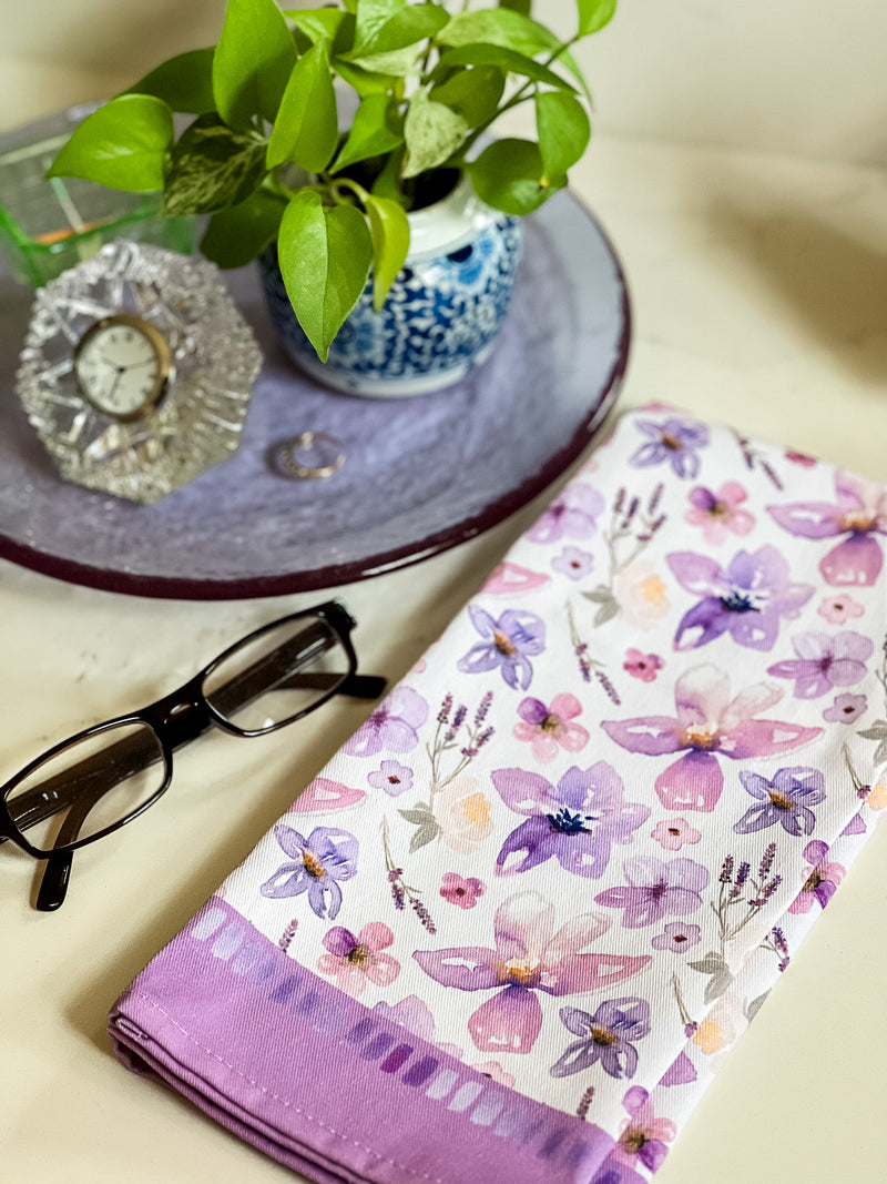 Purple Floral Tea Towel
