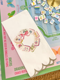Mahjong Wreath Scalloped Tea Towel