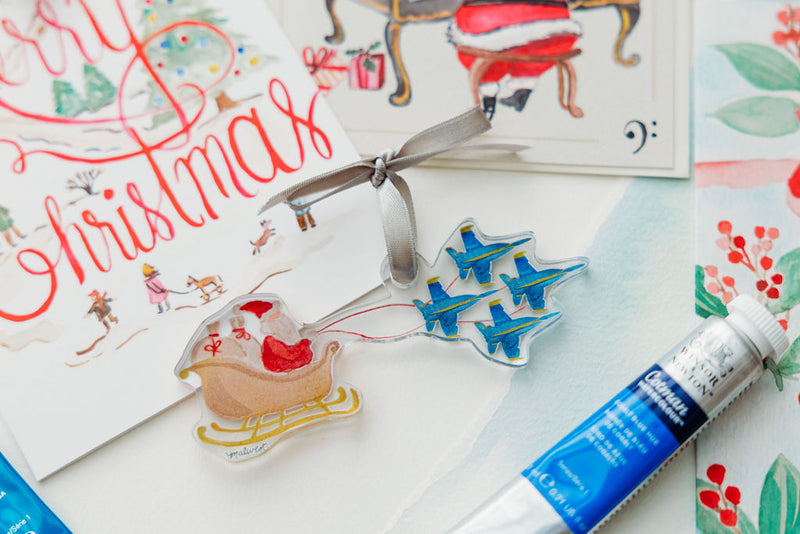 Blue Angels Santa Acrylic Ornament