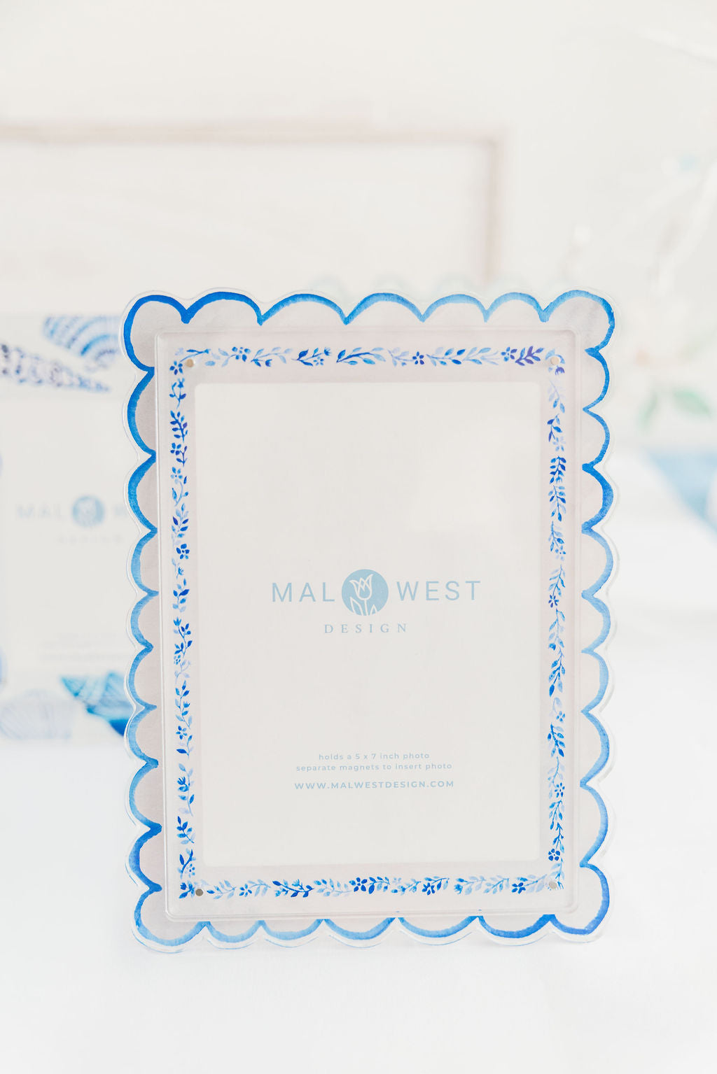 Blue and White Watercolor Acrylic Picture Frame