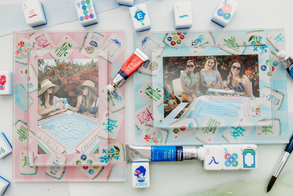 Blue Mahjong Watercolor Acrylic Picture Frame