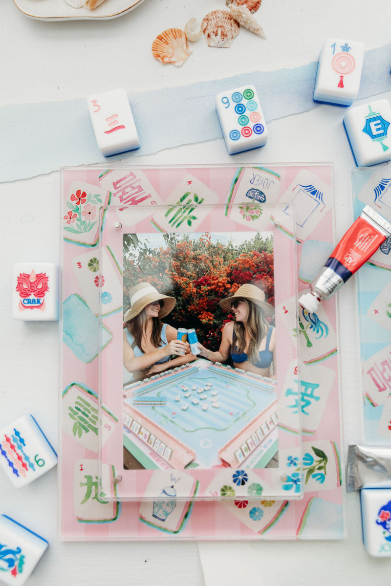 Pink Mahjong Watercolor Acrylic Picture Frame