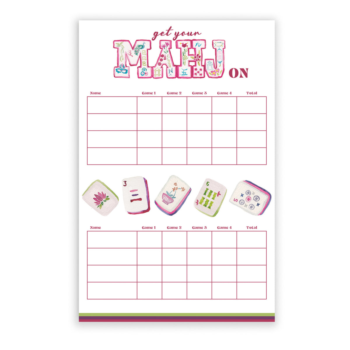 Mahjong Scorecard Notepad 5.5"x8.5"