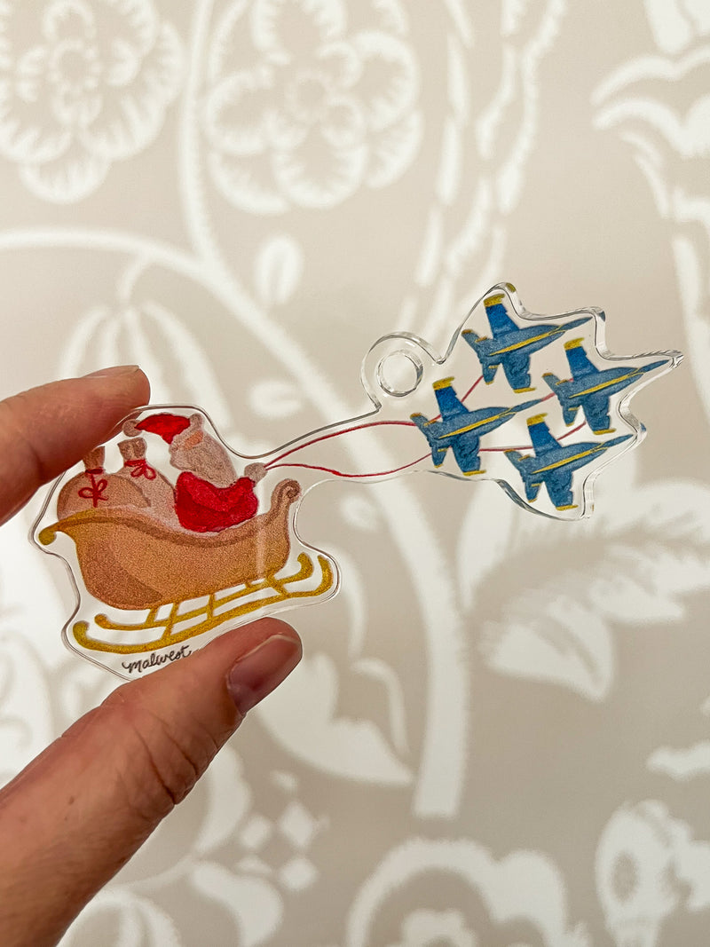 Blue Angels Santa Acrylic Ornament