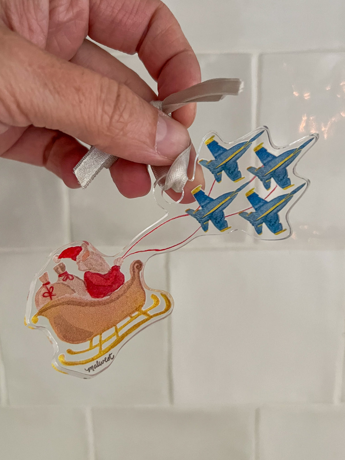 Blue Angels Santa Acrylic Ornament
