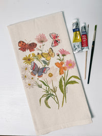 Butterfly and Blooms Tea Towel