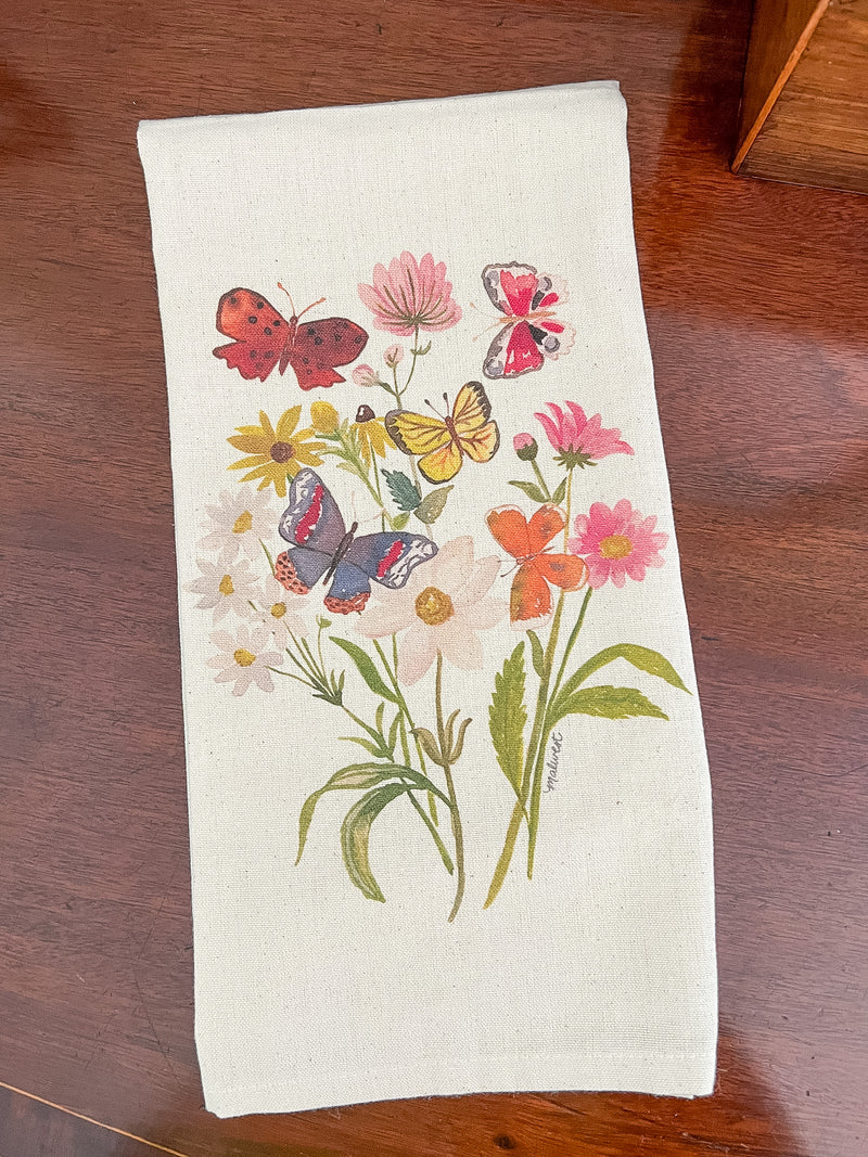 Butterfly and Blooms Tea Towel