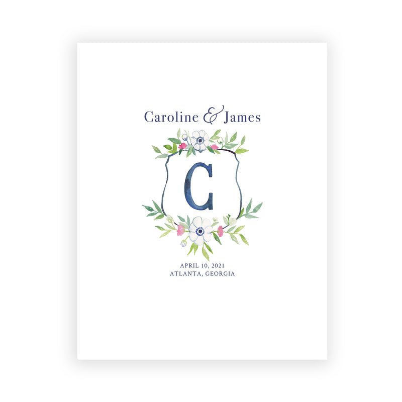 Custom Monogram Crest Wedding Guest Book Alternative