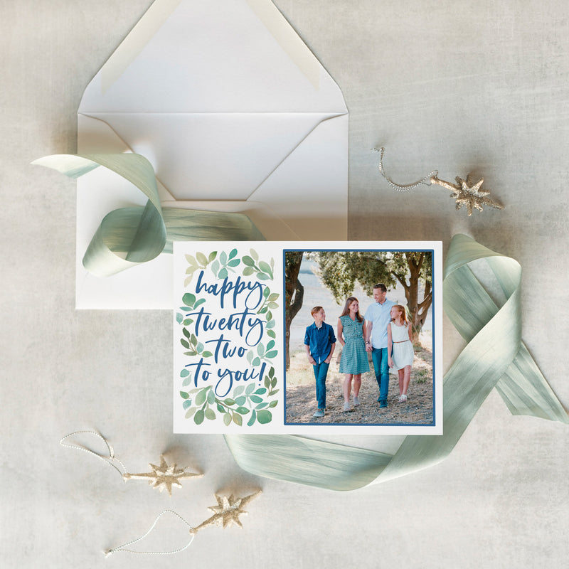 Greenery New Years Photo Card