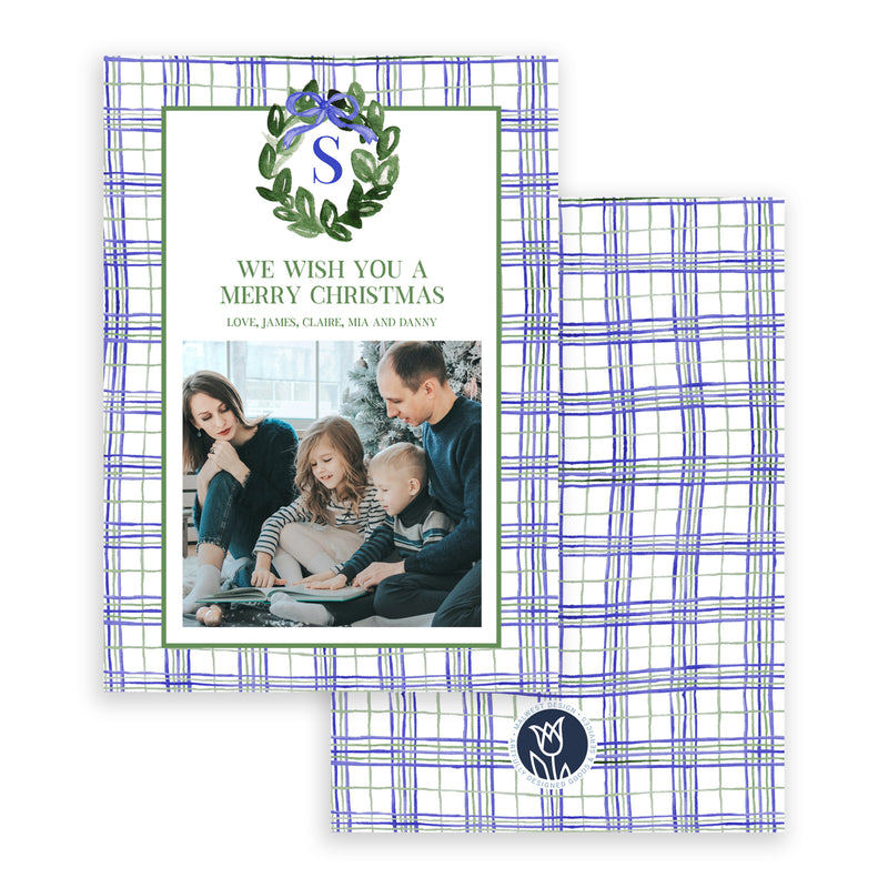 Plaid and Wreath Photo Card