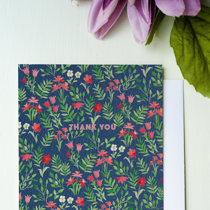 Blue Meadow Thank You - A2 notecard