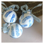 Hand Painted Blue Ornament: blue leaves 2