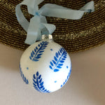 Hand Painted Blue Ornament: blue leaves 2