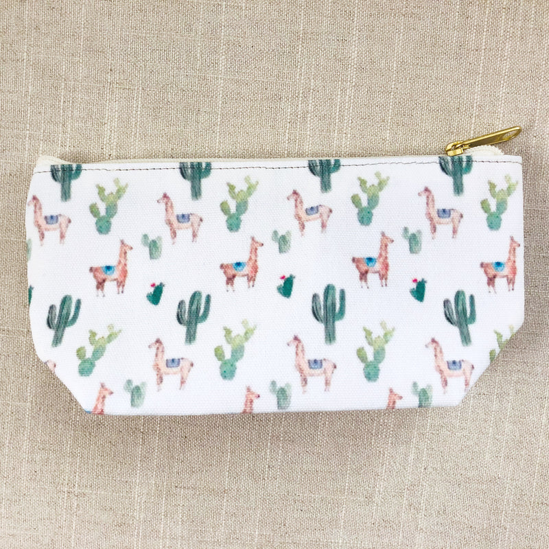 Llama and Cacti print Accessory Pouch