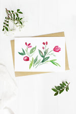 Red Floral - A2 note card