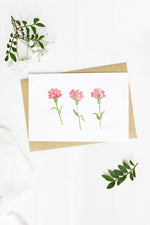 Pink Carnations - A2 note card
