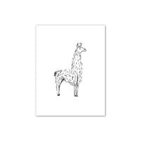 Black and White Llama Print