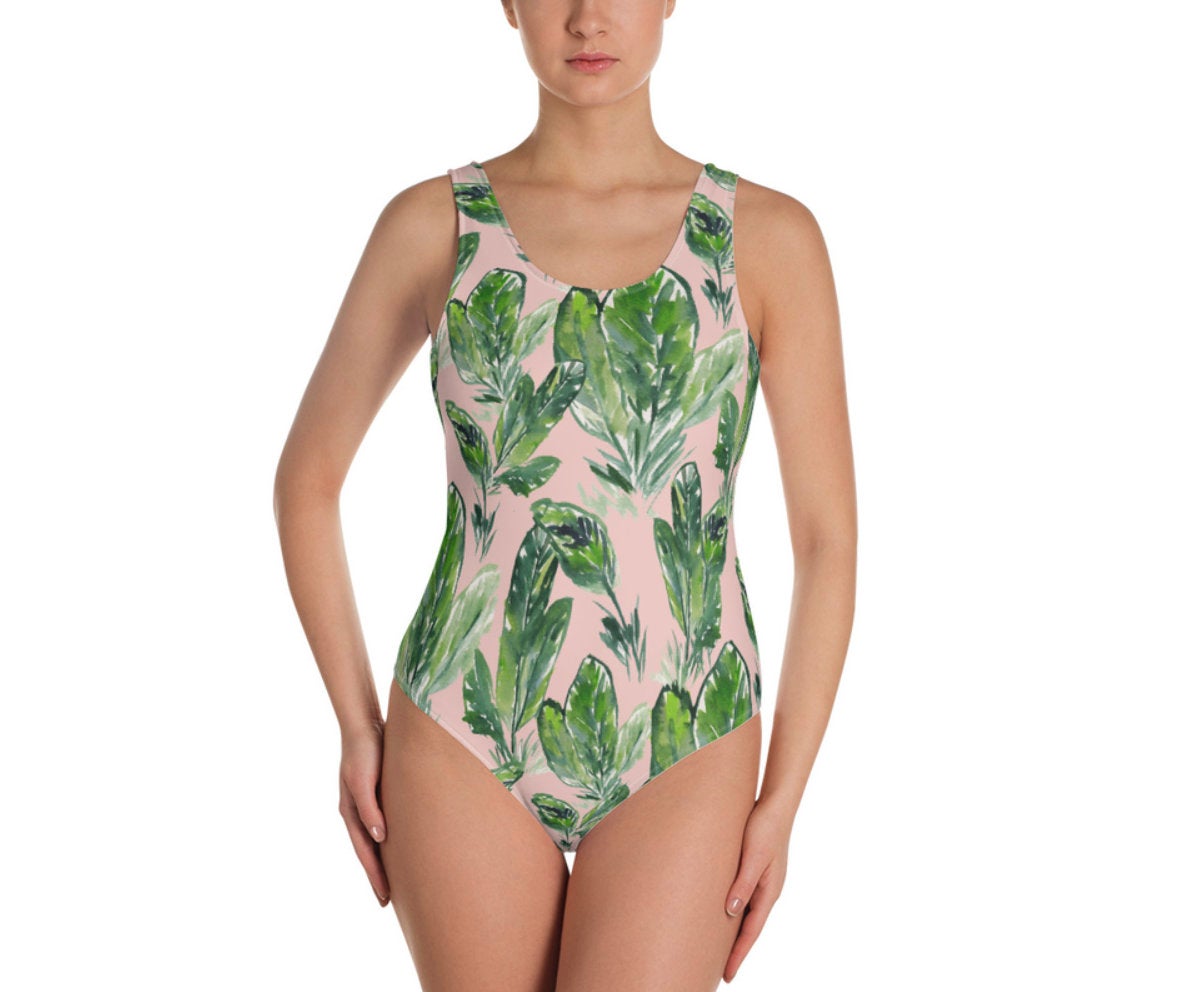 Pink Palm One-Piece Swimsuit